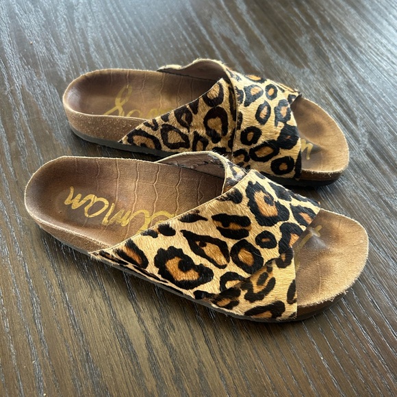 Sam Edelman Shoes - Sam Edelman sandals leather faux  animal‎ fur leopard bohem hippie comfy
